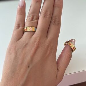 Gold and Red Floral Ring Set